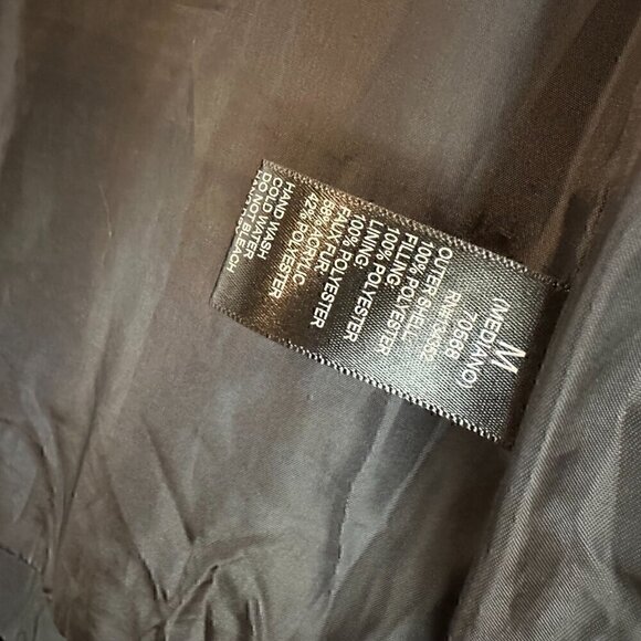 AMBIANCE classic black puffer jacket faux fur lined hood zip pockets women's M - Picture 5 of 9